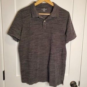 American Eagle Men's Gray & Black Short Sleeve Polo W/Logo Size Large